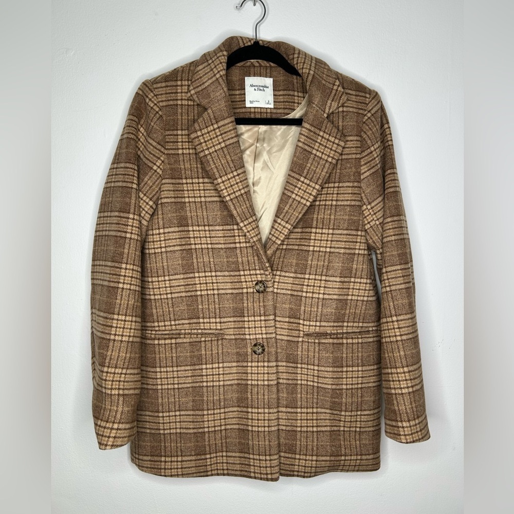 Abercrombie & Fitch Heavyweight Plaid Wool-Blend Blazer Coat Size small - Picture 5 of 11